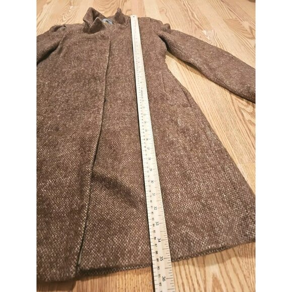 Zara Peacoat Women Sz Small Brown Tan Wool Made in Spain Mob Wife Office Siren - Picture 6 of 7